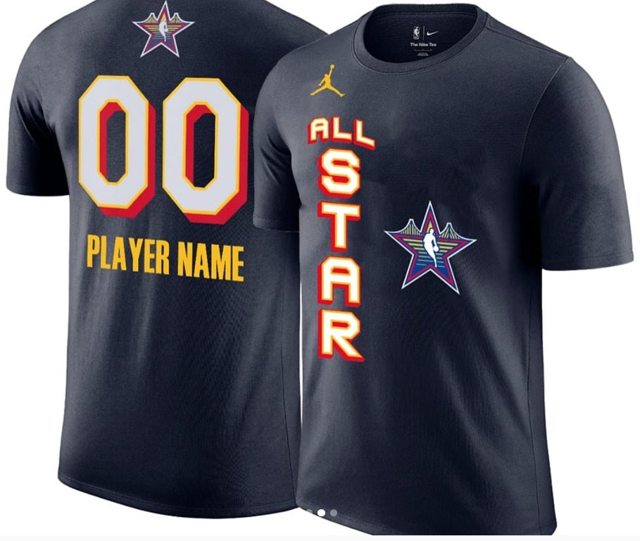 Men Custom 2025 NBA all Star dark blue T Shirt